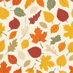 Seasonal Decorative Gift Wrap Textile Wallpaper Autumn Leaf Vector