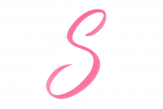 Stylish pink letter s calligraphy with brush stroke texture, handwritten alphabet typography on transparent background