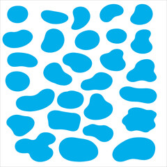 Abstract Blue Organic Blob Shapes Set and Collection