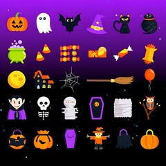 halloween icons set
