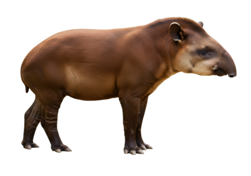 South American tapir isolated PNG, also known as Brazilian tapir or lowland tapir, a mammal resembling a pig with a short prehensile snout