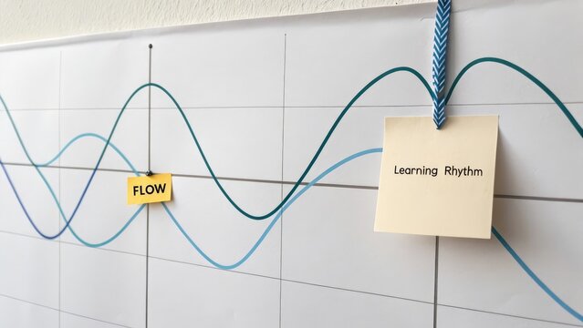Chart depicting wave motion and labels on a white grid board