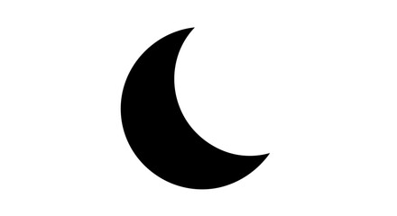 Crescent Moon Silhouette on White Background.