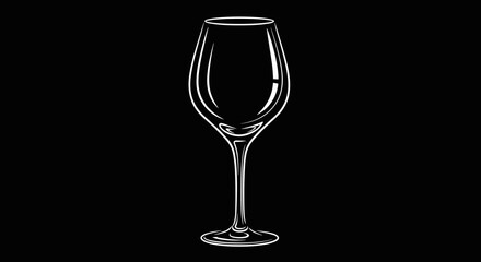 Elegant Empty Wine Glass on a Dark Background.