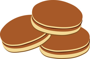 Vector illustration of three dorayaki pancakes stacked together