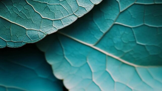 A macro close-up of dark green textured leaves showing detailed natural veins and organic patterns, symbolizing nature, botany, freshness, ecology, environment, background design, natural inspiration.