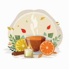 Seasonal Aromatherapy Autumn Spa Wellness Promotional Vector Art