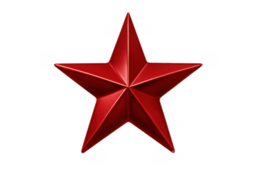 Red five-pointed star symbol on transparent background