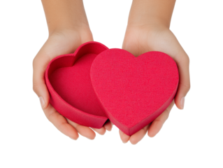 Hands holding red heart box