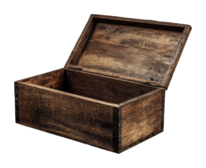 Open wooden box displaying rustic charm in cozy home isolated on transparent background