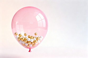 Pink balloon with golden balls