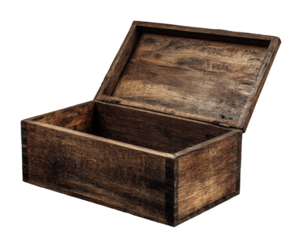 Open wooden box displaying rustic charm in cozy home isolated on transparent background