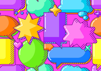 Pattern with speech bubbles. Decorative abstract objects in line art style.