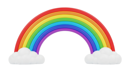Isolated colorful rainbow icon for luck and happiness, clouds at ends of arc, cheerful element