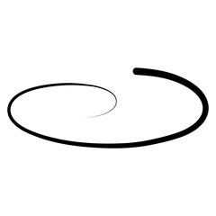 Oval spiral line art, abstract black curve, rings on the water