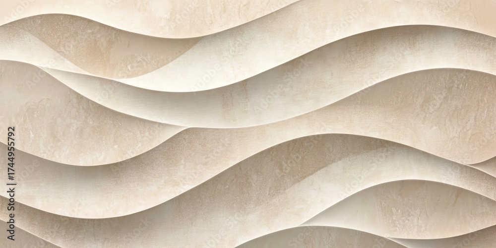 Sticker elegant modern beige wave texture background with abstract sand waves and 3d curved design elements