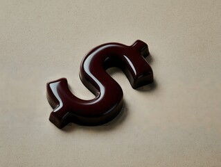 Chocolate dollar sign on a beige background