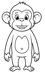 Vector art of a cute monkey is standing a simple and adorable illustration for kids coloring page and activity