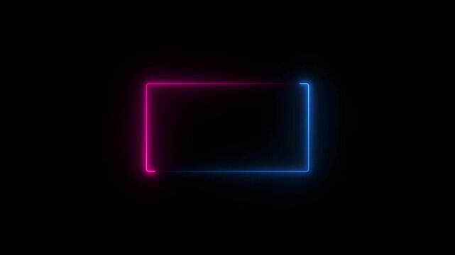 Abstract glowing neon rectangle border frame in the shape rectangle glowing and futuristic energy line animation.