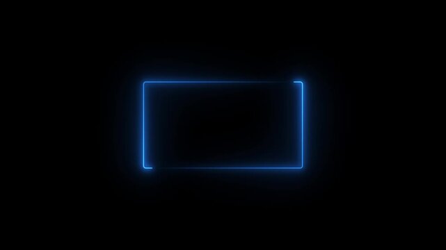 Abstract glowing neon rectangle border frame in the shape rectangle glowing and futuristic energy line animation on black background.