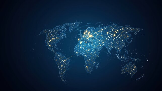 Cloud Networking Connectivity Security Speed Global network map with data points connected by secure cloud links, visualizing fast and secure global communication. - Powered by Adobe