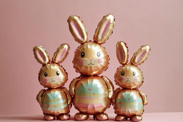 Three Easter Bunny Balloons in a Row