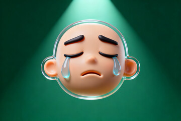 Crying animated character head
