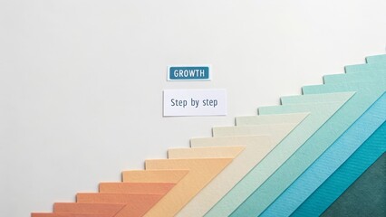 Gradient paper layers in step formation for concept of growth