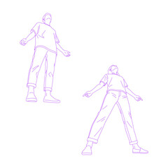 Line Art Illustration of Person Seen from Below