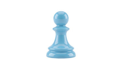 Isolated blue pawn chess piece, strategic game figurine, conceptual element of planning, strategy