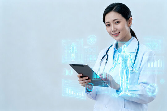 Doctor with digital health interface