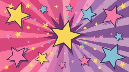 Bold pop art design with radiating stars, perfect for adding a playful and vibrant energy to your website, marketing materials, or social media posts
