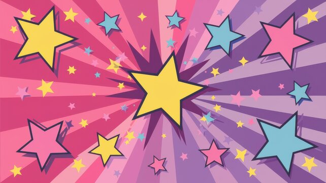 Bold pop art design with radiating stars, perfect for adding a playful and vibrant energy to your website, marketing materials, or social media posts