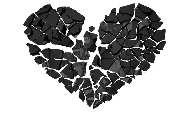 A shattered heart illustration, depicting emotional distress and brokenness, symbolizing pain and loss.