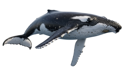 Isolated Humpback Whale in Mid-Ocean with Unique Markings, Ocean Wildlife in Nature