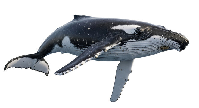Isolated Humpback Whale in Mid-Ocean with Unique Markings, Ocean Wildlife in Nature