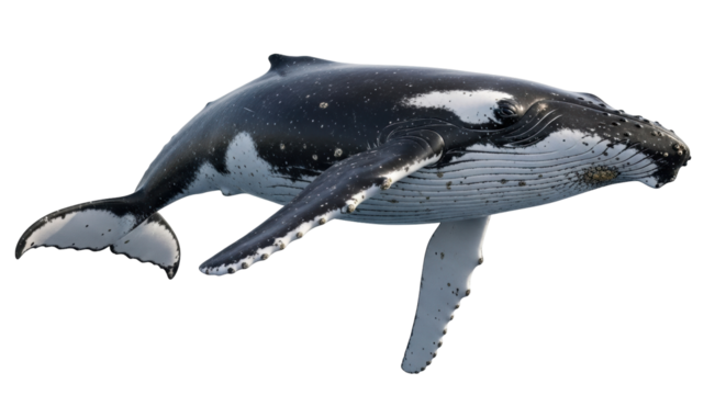 Isolated Humpback Whale in Mid-Ocean with Unique Markings, Ocean Wildlife in Nature