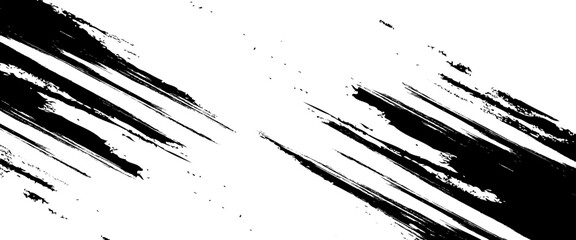 Vector grunge brush strokes texture rough black scratches for paint splatter template. Black and white grunge frame.