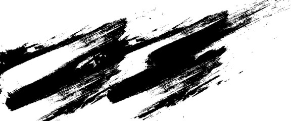 Vector black ink brush stroke on white abstract background.