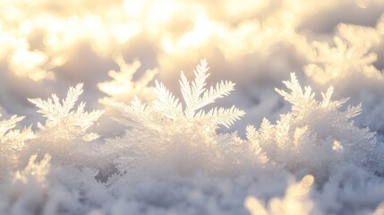 Intricate Patterns of Frost and Ice Creating a Magical Winter Wonderland on a Snowy Landscape