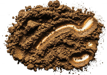 Brown powder texture with glowing lines isolated on a transparent background