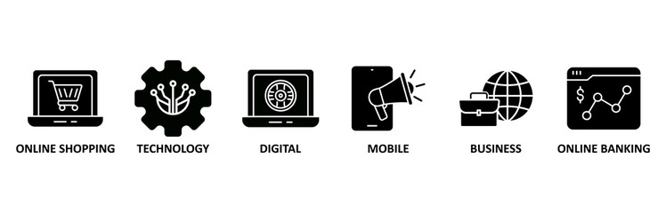 E-Payment icon set vector illustration for internet banking with icon of online shopping, technology, digital, mobile, business and online banking
