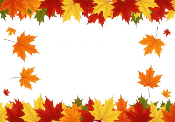 Autumn leaves border isolated on a transparent background