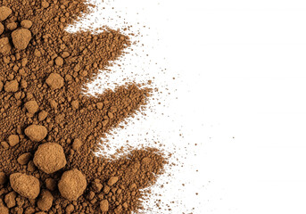 Brown powder scattered on black isolated on a transparent background