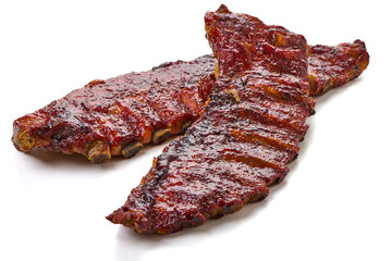 Barbecue Pork Ribs, isolated on white background