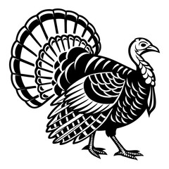 A black turkey silhouette chicken logo vector, and  cock bird vector, white of a silhouette illustration.