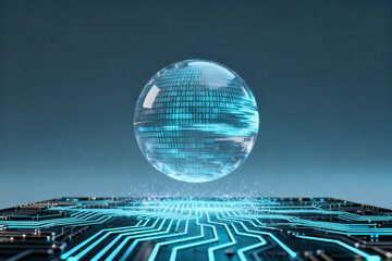 Digital globe with binary code