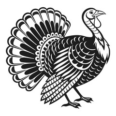 A black turkey silhouette chicken logo vector, and  cock bird vector, white of a silhouette illustration.