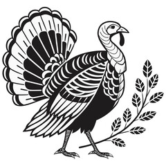 A black turkey silhouette chicken logo vector, and  cock bird vector, white of a silhouette illustration.