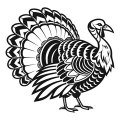 A black turkey silhouette chicken logo vector, and  cock bird vector, white of a silhouette illustration.